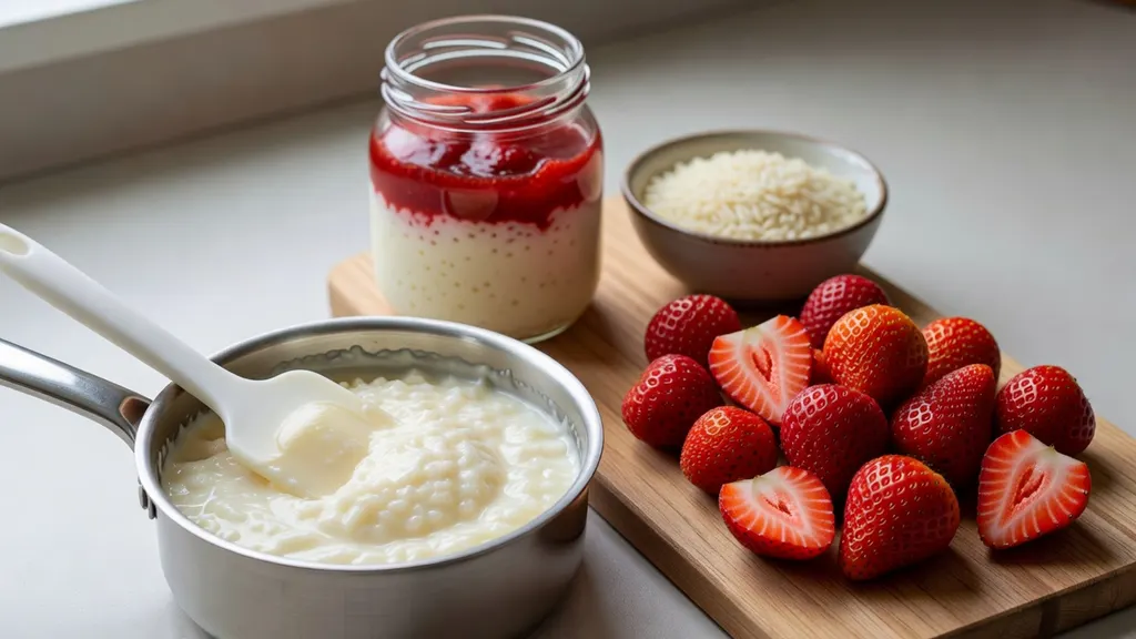 Pudding Ryzowy z Truskawkami Dieta Bezglutenowa i Bezmleczna