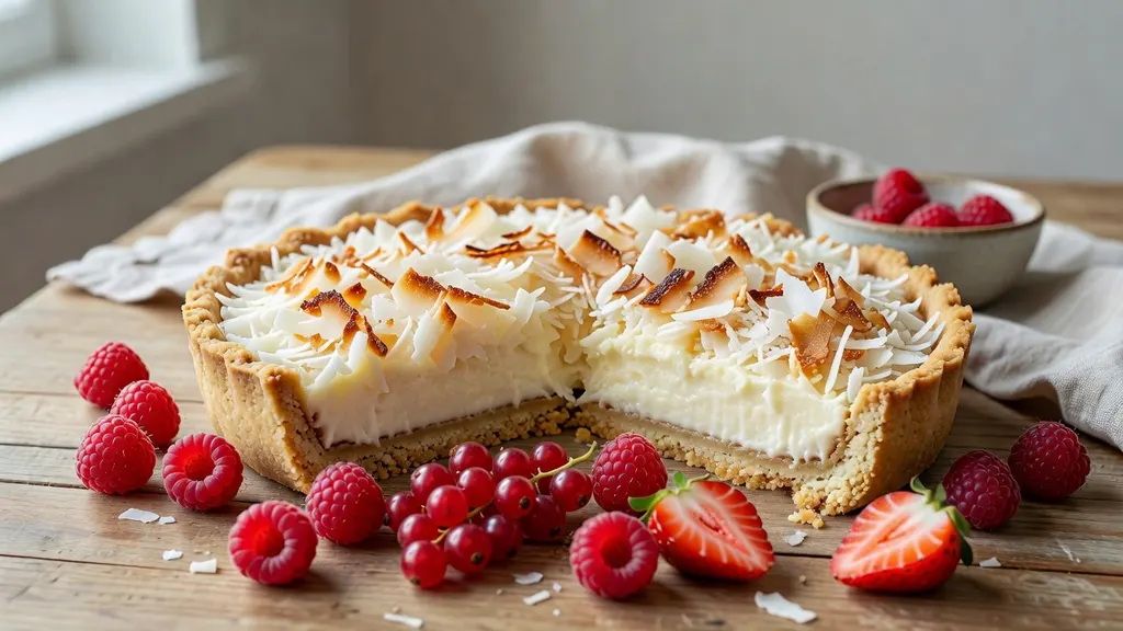 Tarta z Kokosem i Czerwonymi Owocami