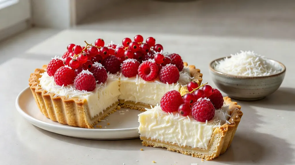 Tarta z Kokosem i Czerwonymi Owocami
